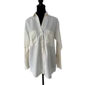 Zara Cream Casual Button Down Shirt